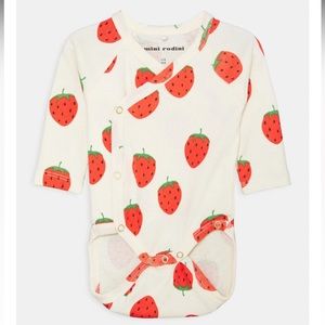 Mini Rodini Strawberry Long Sleeve Bodysuit , 6 months